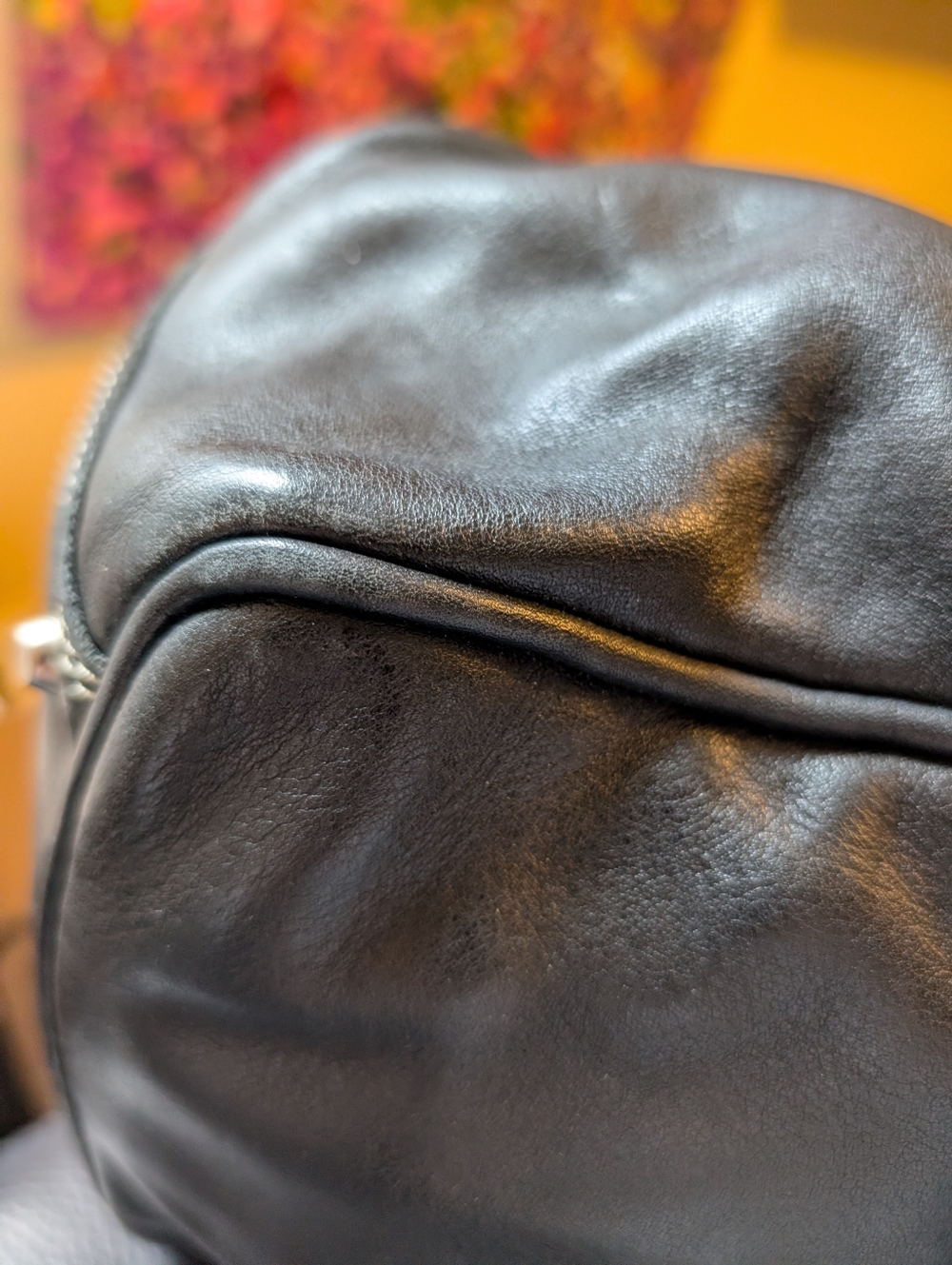 Vintage Y2K Roots Canada Black Leather Aries Zodiac Bowling bag - White Ram - Picture 10 of 14